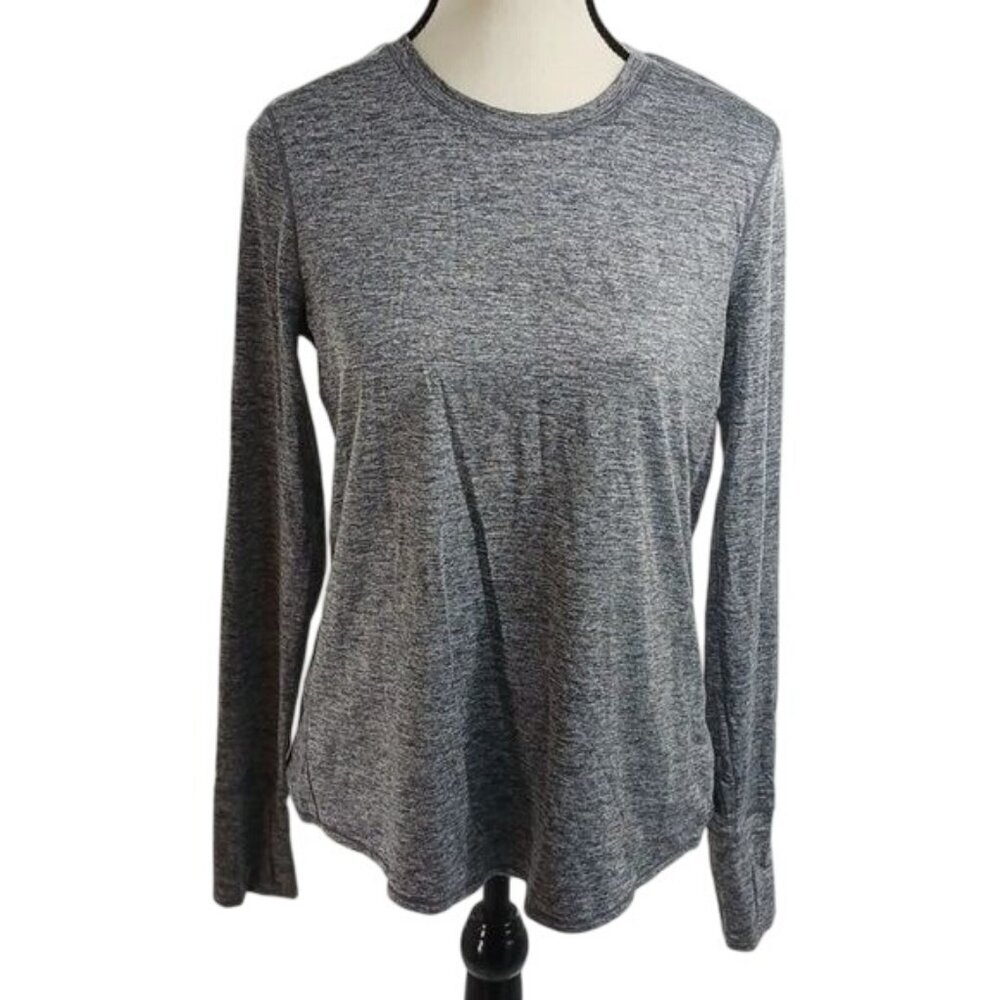 Athleta Womens Long Sleeve Top Lightweight Heathered Gray Active Tee Size S